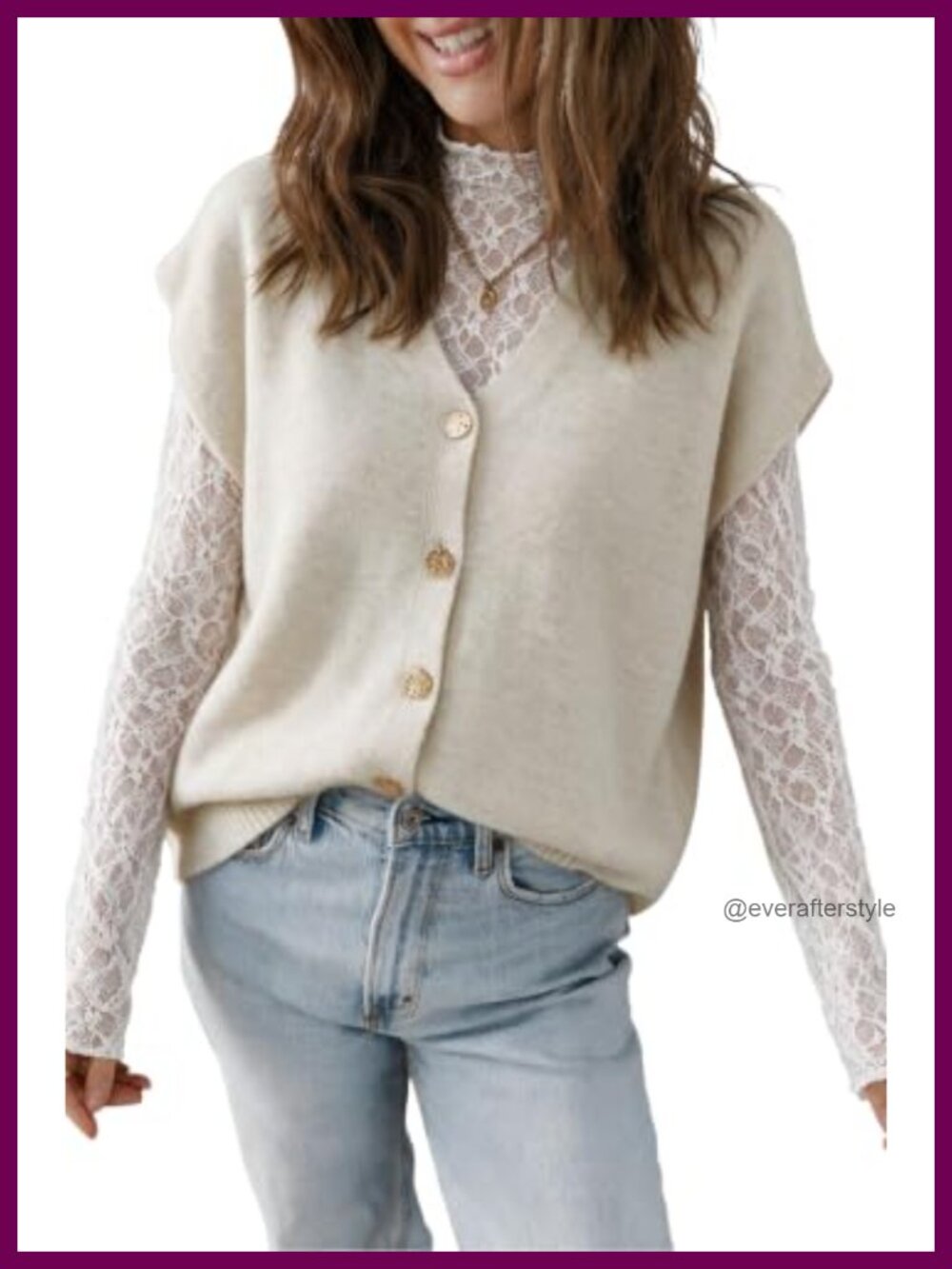 Womens V Neck Cap Sleeve Button Down Knit Sweater Vest Loose Fit